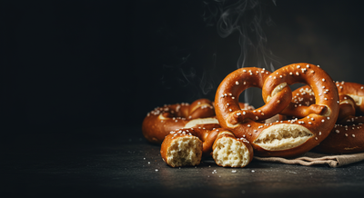 Traditional Bavarian pretzel with coarse salt