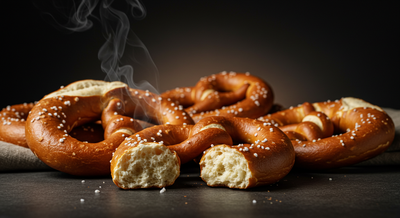 Traditional Bavarian pretzel with coarse salt