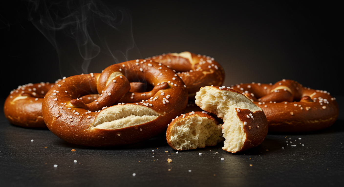 Traditional Bavarian pretzel with coarse salt