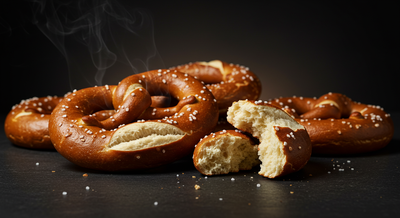 Traditional Bavarian pretzel with coarse salt